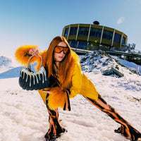 GOLD AND DANGEROUS SHARK BUBBLE LETTER HANDBAG