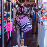 PINK AND BLACK DRIP CHECK DLXSV BACKPACK