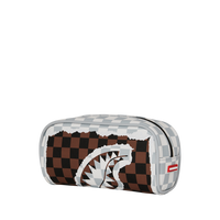 CREAM AND BROWN TEAR CHECK POUCH