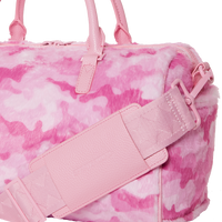PINK CAMO FAUX FUR MINI DUFFLE