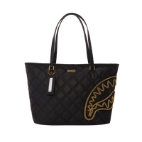 NOIR QUILT GOLD CHAIN SHARK TOTE