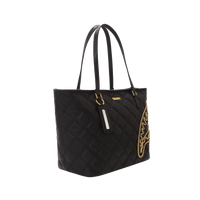 NOIR QUILT GOLD CHAIN SHARK TOTE