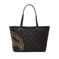 NOIR QUILT GOLD CHAIN SHARK TOTE