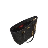 NOIR QUILT GOLD CHAIN SHARK TOTE