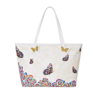 SUTTON ROSES BUTTERFLIES CREAM PRISM TOTE