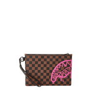 PINK DRIP BROWN CHECK CROSSOVER CLUTCH
