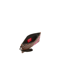 PINK DRIP BROWN CHECK CROSSOVER CLUTCH