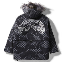 SHARK CAMO FUR HOOD WINTER COAT
