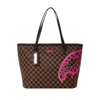 PINK DRIP BROWN CHECK TOTE