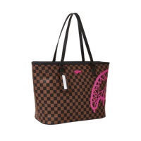 PINK DRIP BROWN CHECK TOTE