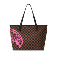 PINK DRIP BROWN CHECK TOTE