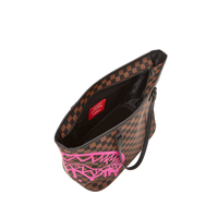 PINK DRIP BROWN CHECK TOTE