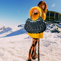 GOLD AND DANGEROUS SHARK BUBBLE LETTER HANDBAG