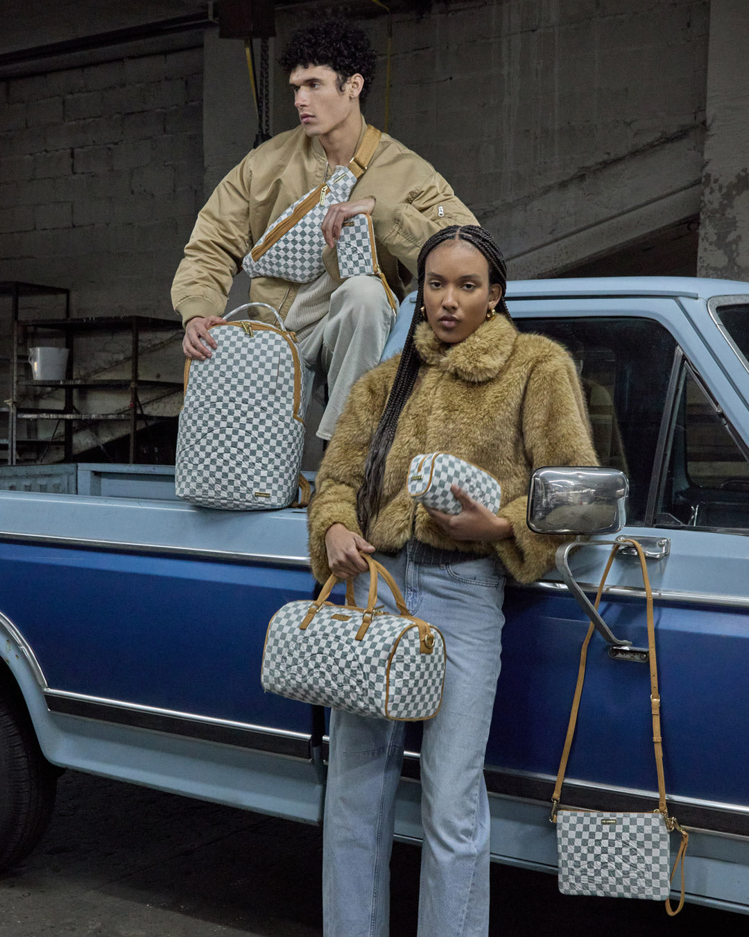 GRAFF EMBOSSED CREAM CHECK DLXSV BACKPACK