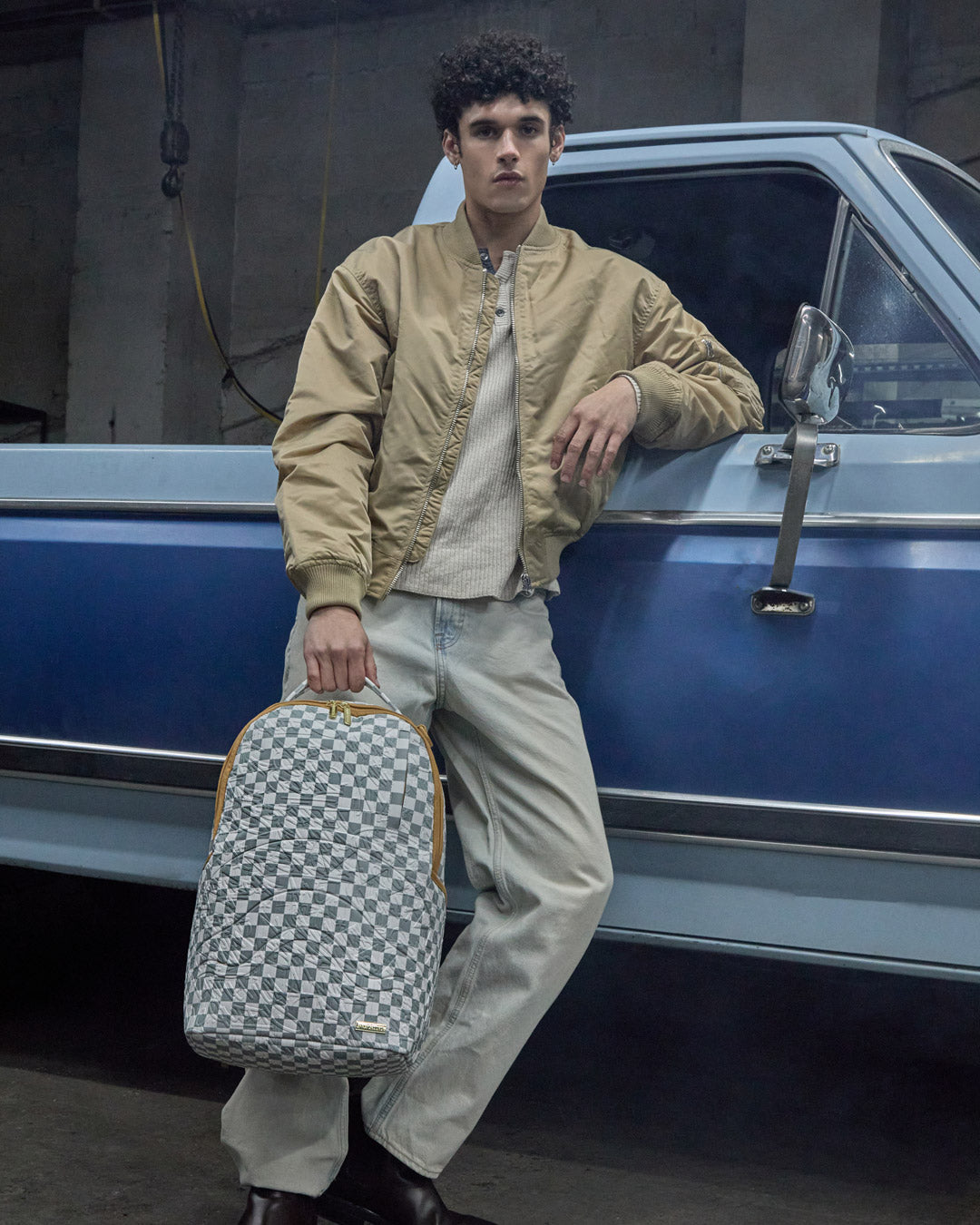 GRAFF EMBOSSED CREAM CHECK DLXSV BACKPACK