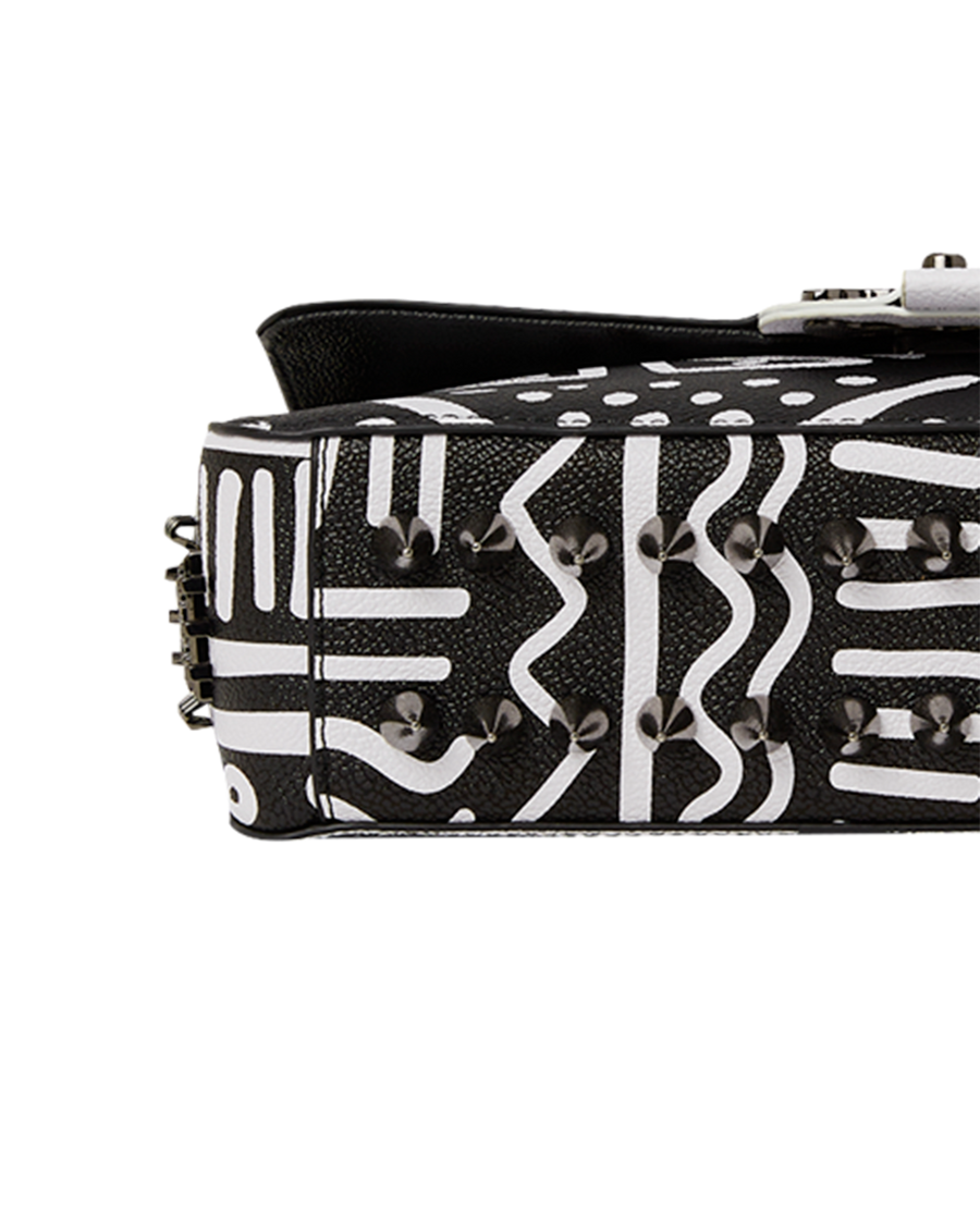 Ai TRIBAL B&W TURN-LOCK HANDBAG