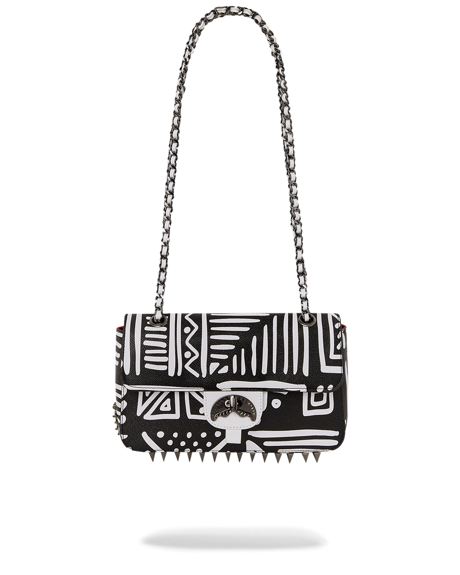 Ai TRIBAL B&W TURN-LOCK HANDBAG