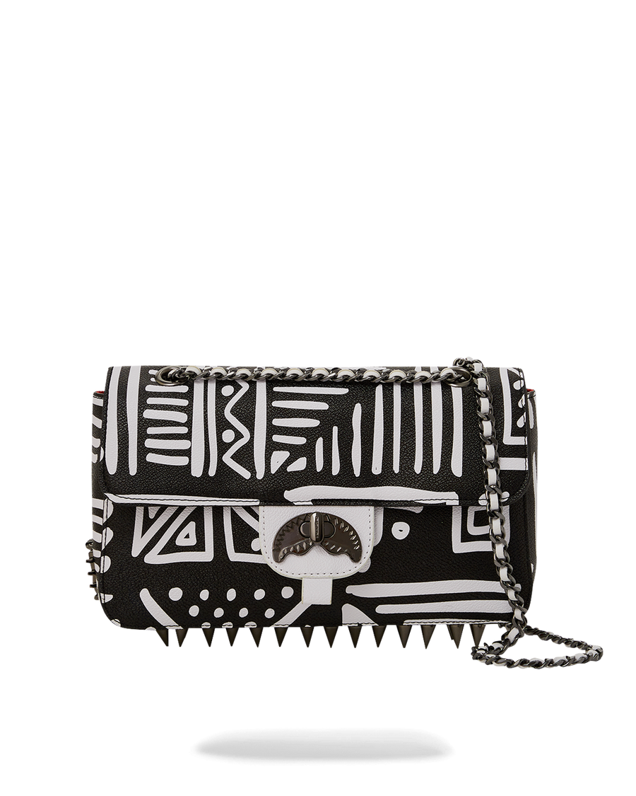 Ai TRIBAL B&W TURN-LOCK HANDBAG