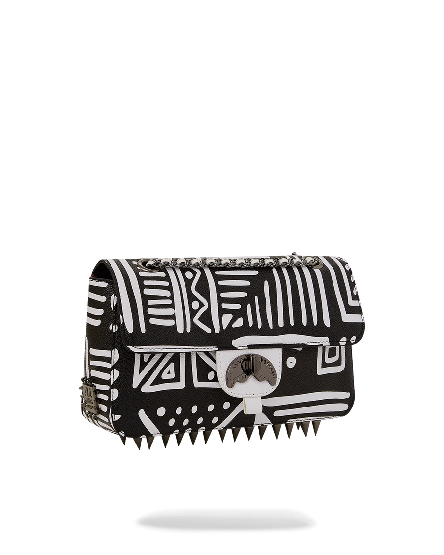 Ai TRIBAL B&W TURN-LOCK HANDBAG