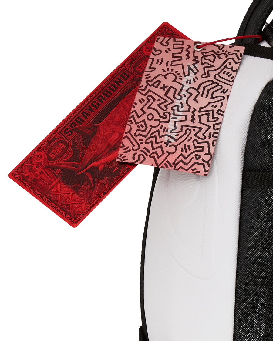 KEITH HARRING EMBOSSED SHARK HANDBAG PRINT BACKACK