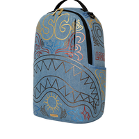 METALLIC PRINTED DENIM SHARK DLXSV BACKPACK