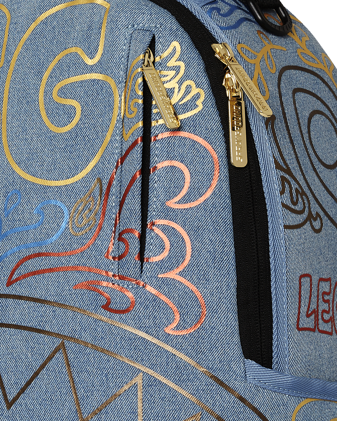 METALLIC PRINTED DENIM SHARK DLXSV BACKPACK