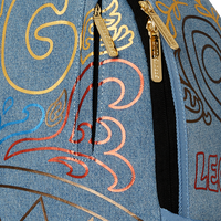 METALLIC PRINTED DENIM SHARK DLXSV BACKPACK