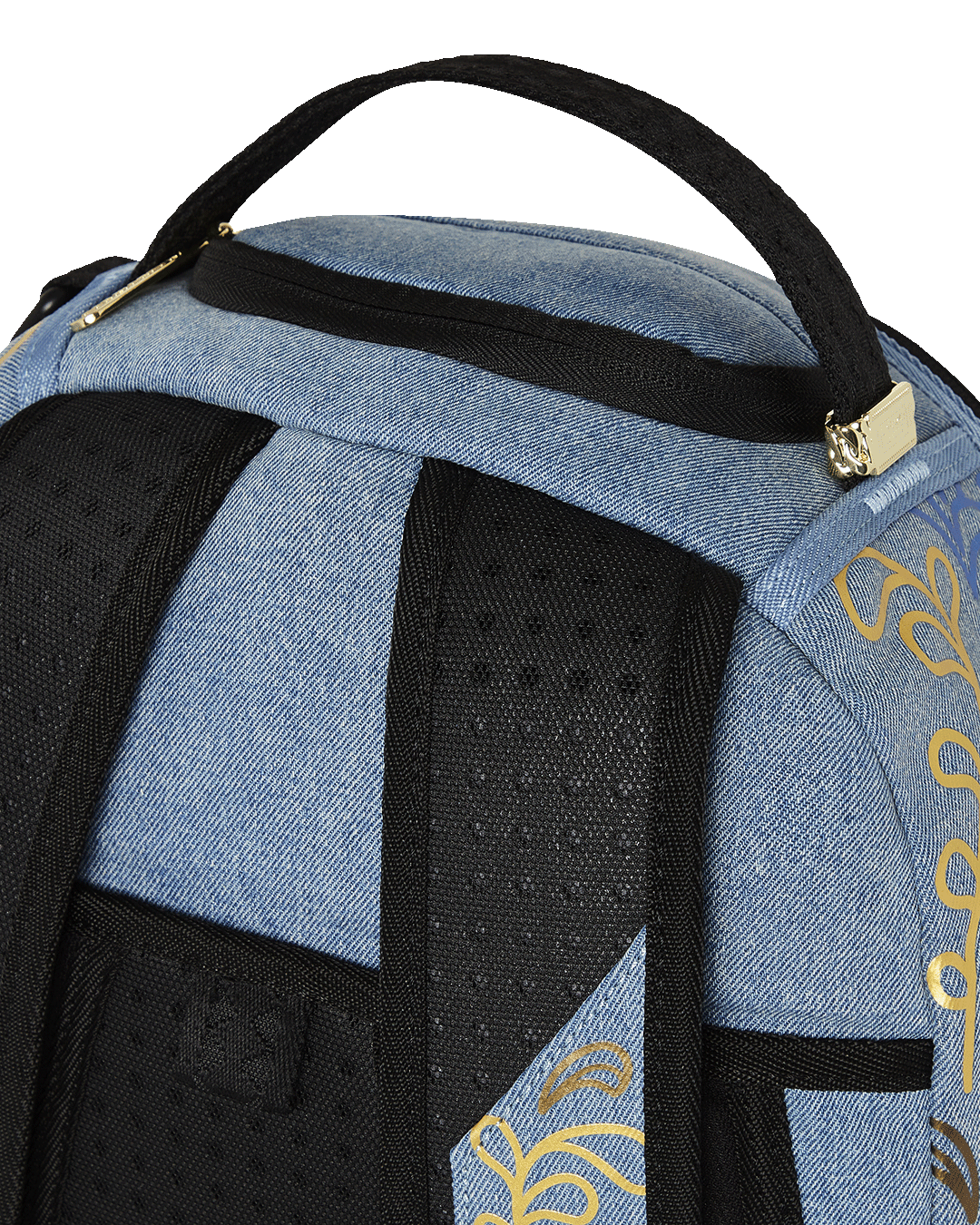 METALLIC PRINTED DENIM SHARK DLXSV BACKPACK