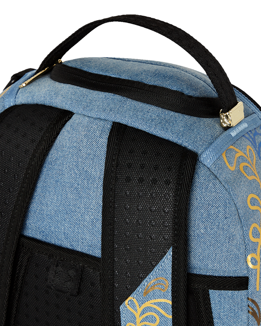 METALLIC PRINTED DENIM SHARK DLXSV BACKPACK