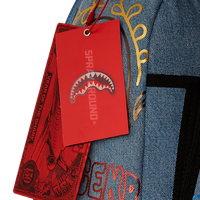 METALLIC PRINTED DENIM SHARK DLXSV BACKPACK