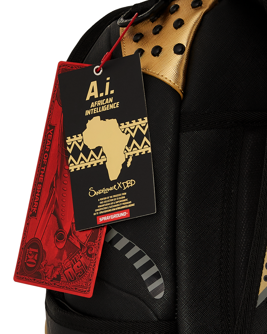 AI WONDERLAND GOLD AND BLACK DLXSV BACKPACK
