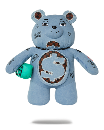 DENIM SHARK MONEYBEAR TEDDY BEAR BACKPACK