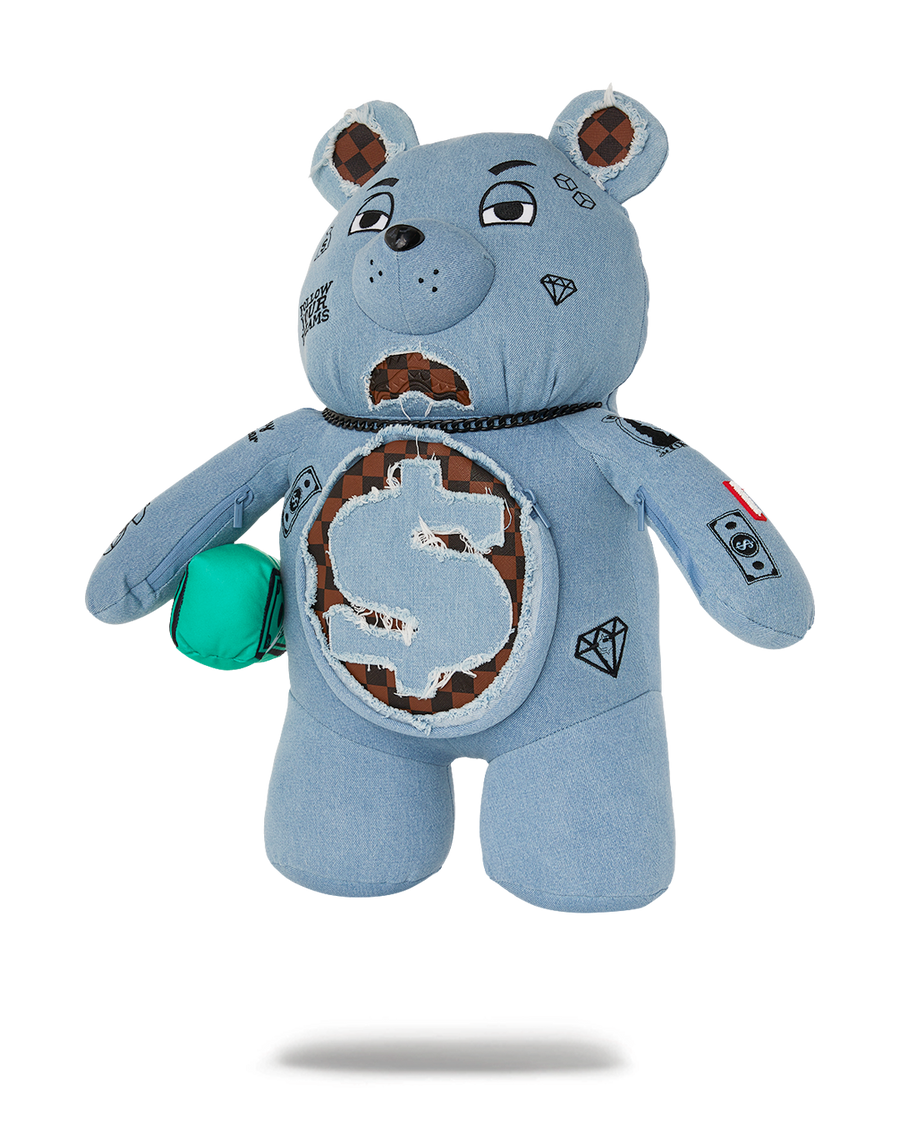 DENIM SHARK MONEYBEAR TEDDY BEAR BACKPACK