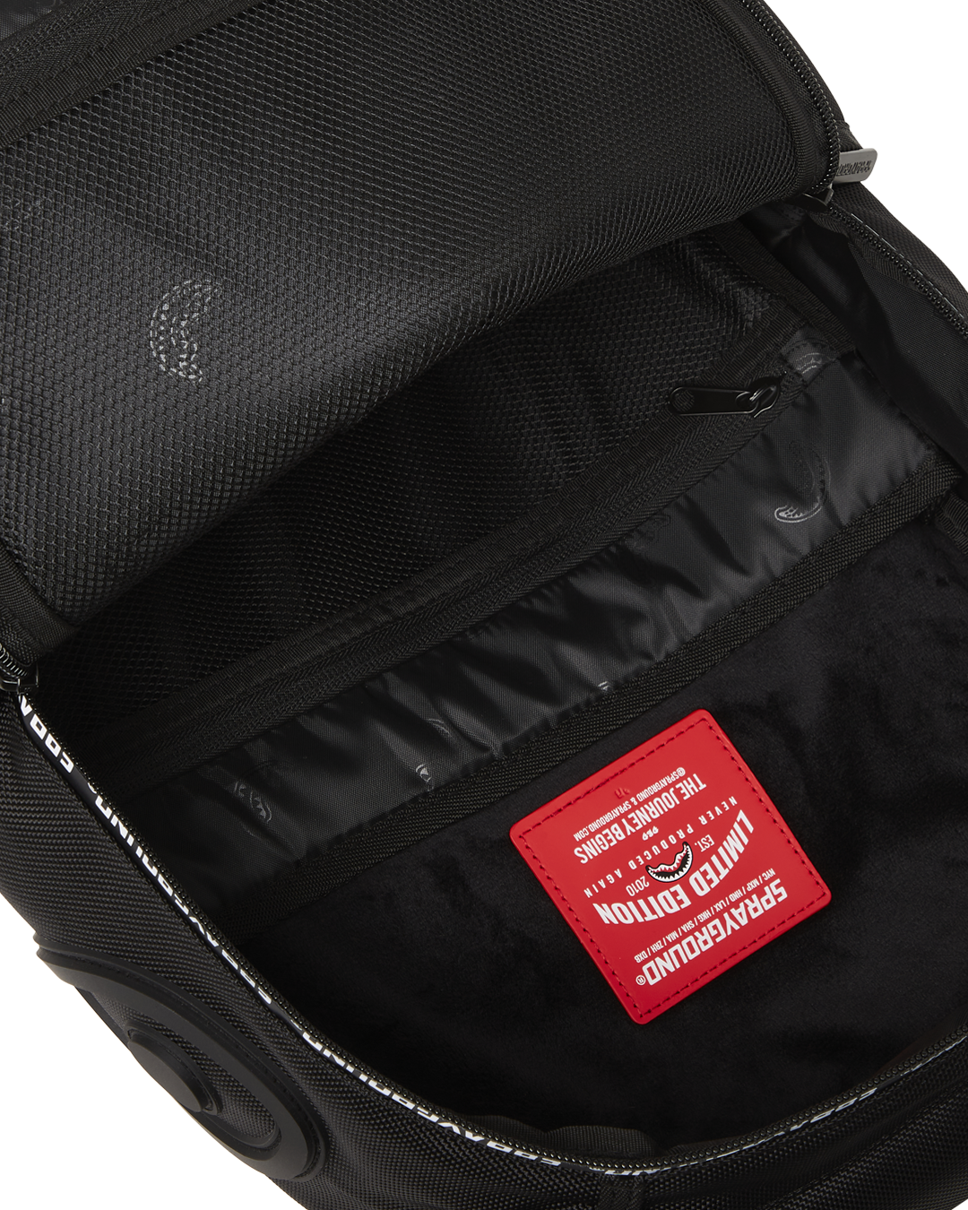 RUBBER SHARK BLACKOUT WHITE TAPE BACKPACK
