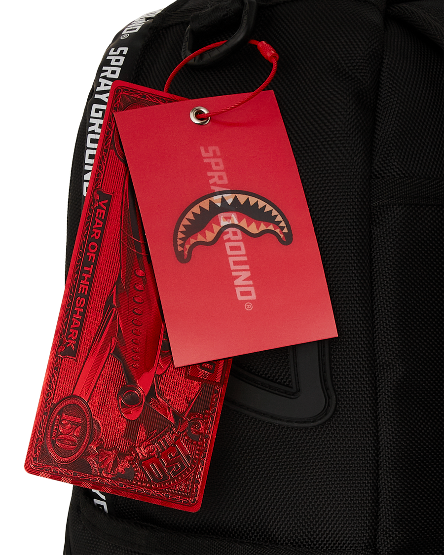 RUBBER SHARK BLACKOUT WHITE TAPE BACKPACK