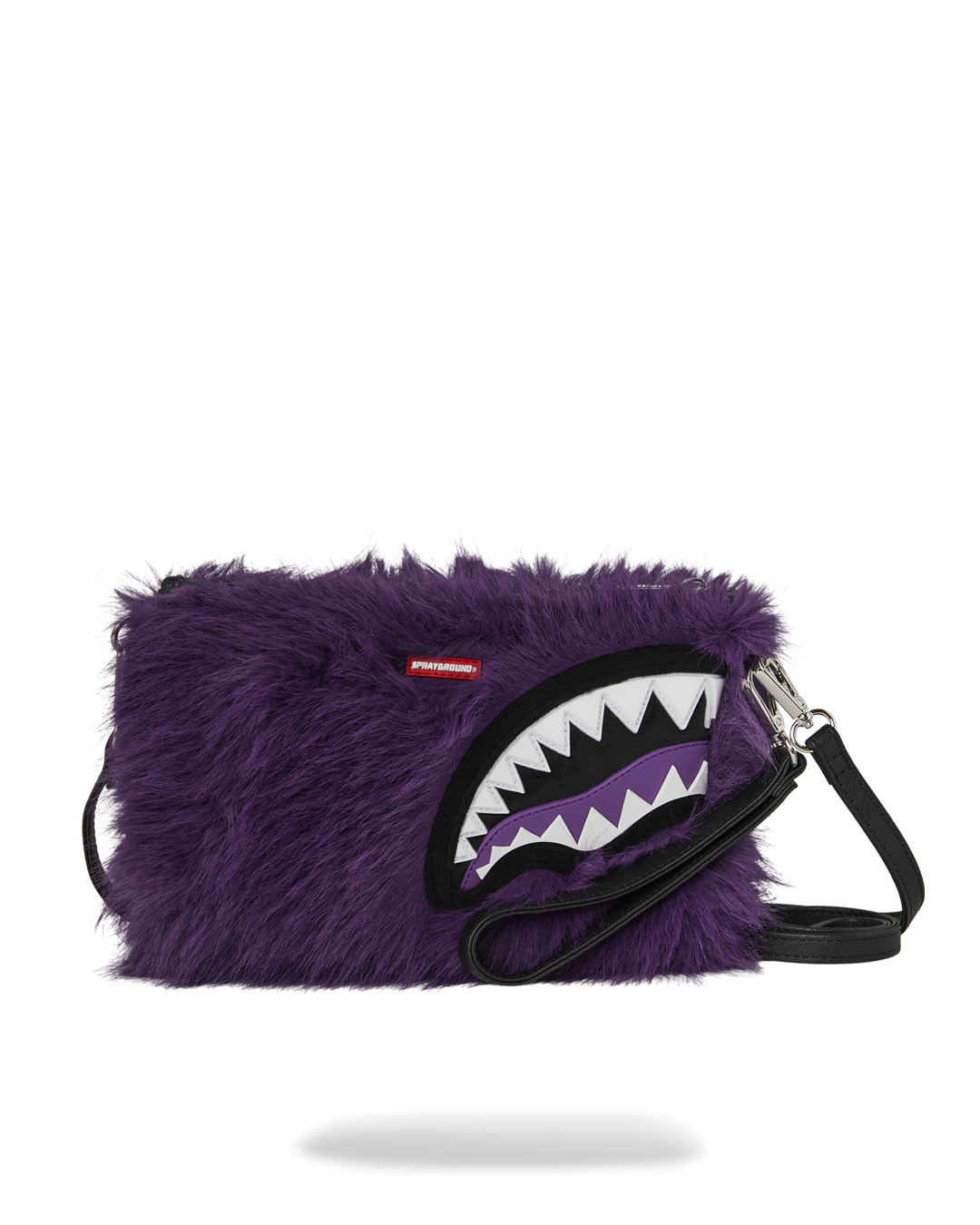 FUR CRAY PURPLE CROSSOVER CLUTCH