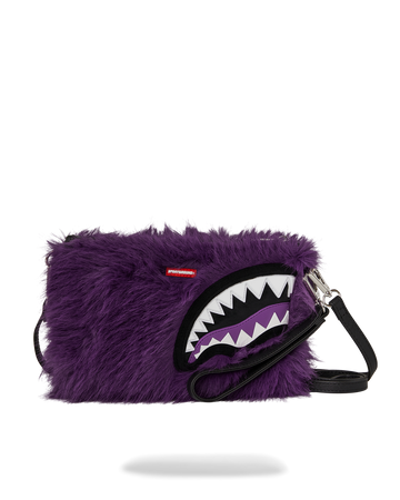 FUR CRAY PURPLE CROSSOVER CLUTCH