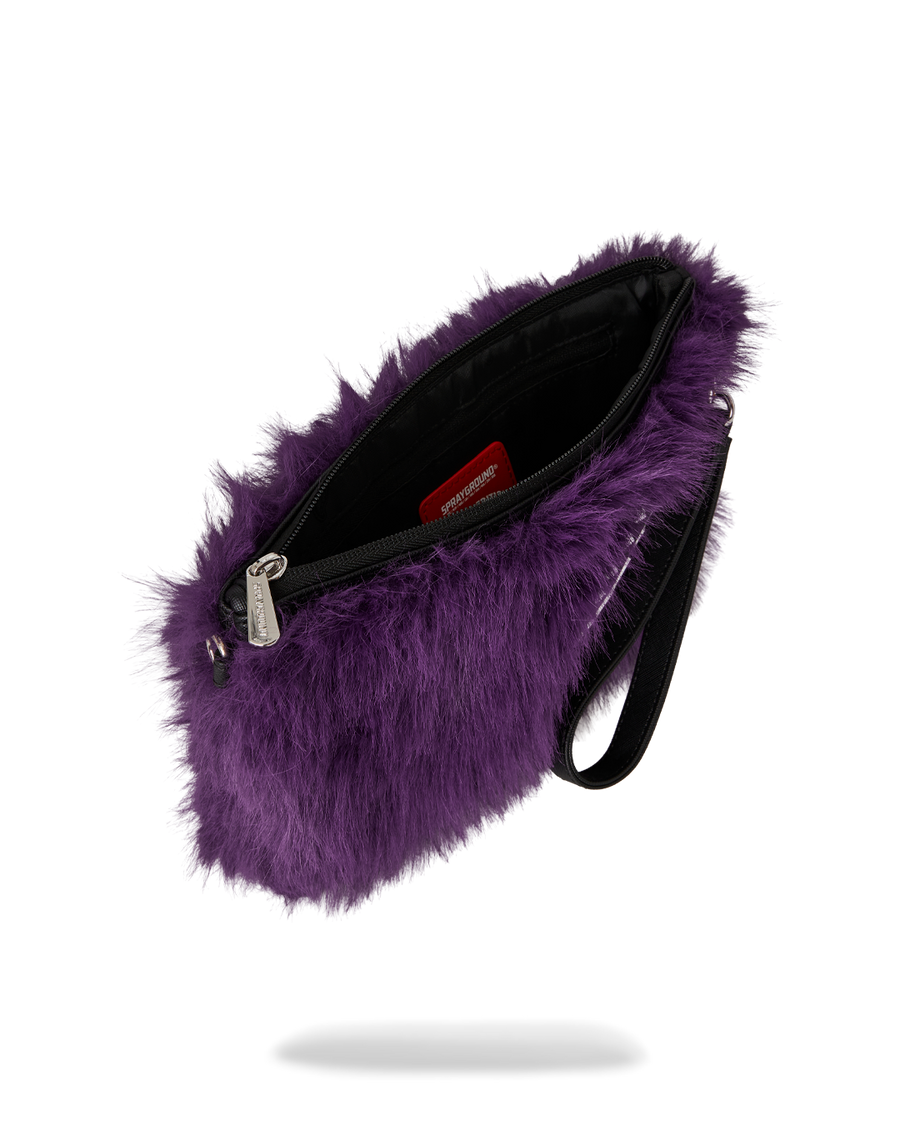 FUR CRAY PURPLE CROSSOVER CLUTCH
