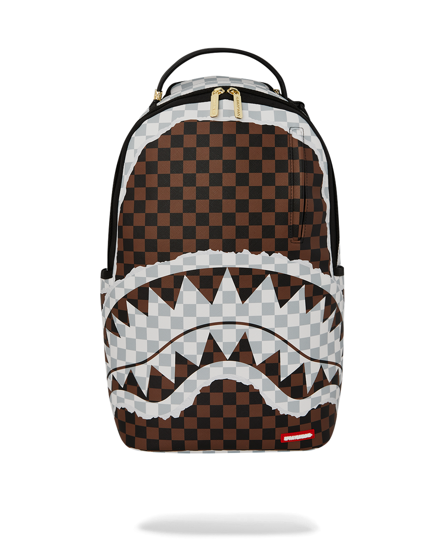 CREAM AND BROWN TEAR CHECK DLXSV BACKPACK
