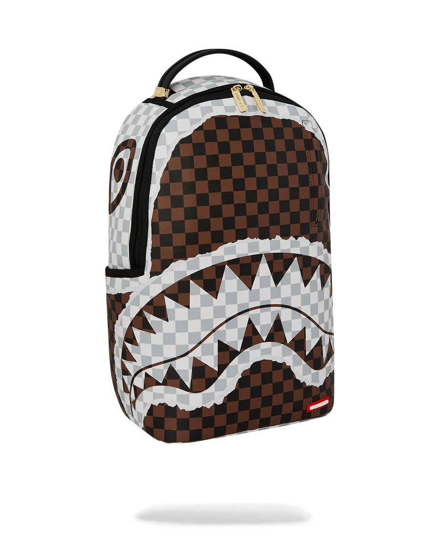 CREAM AND BROWN TEAR CHECK DLXSV BACKPACK