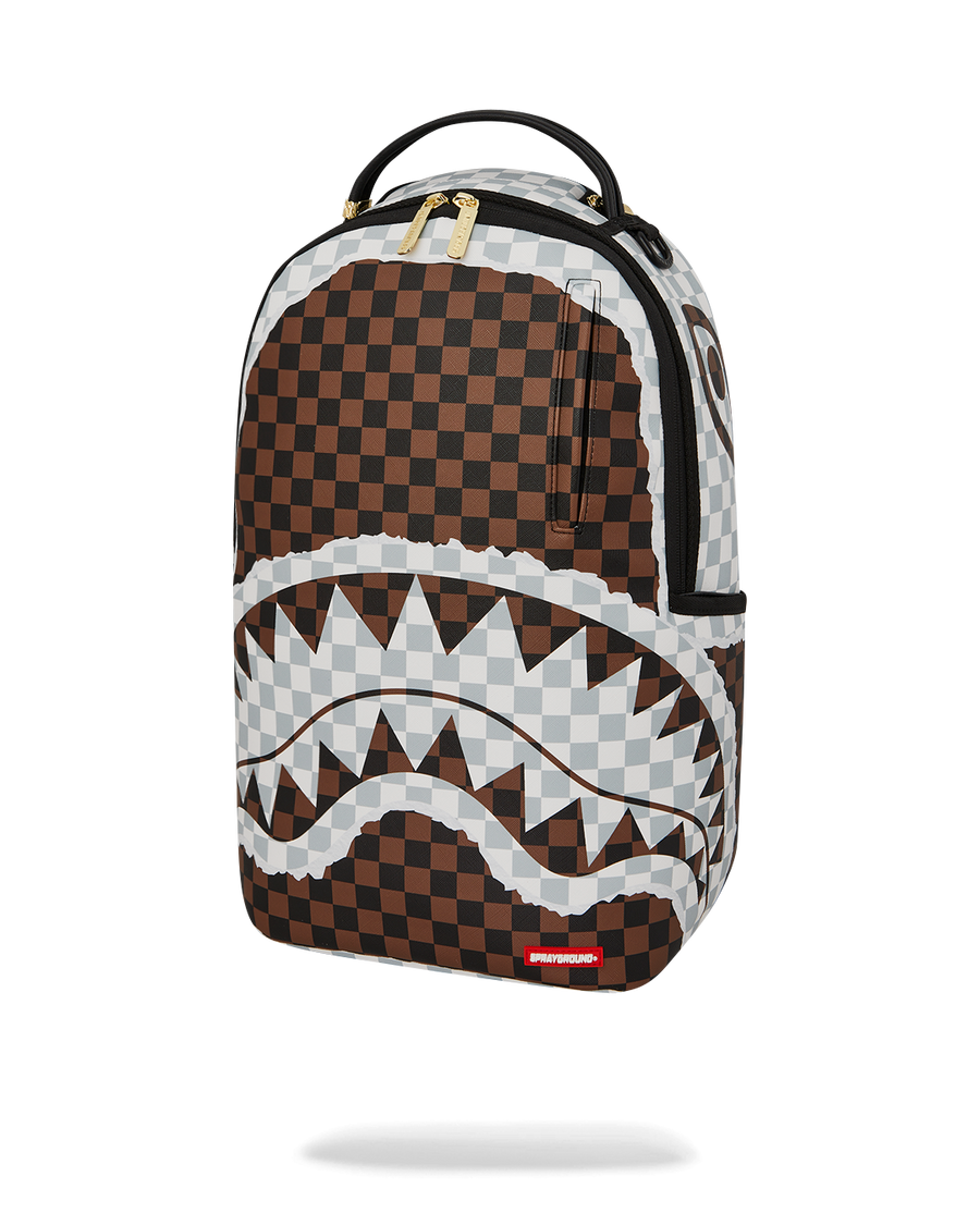 CREAM AND BROWN TEAR CHECK DLXSV BACKPACK