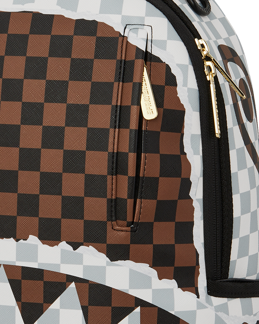 CREAM AND BROWN TEAR CHECK DLXSV BACKPACK