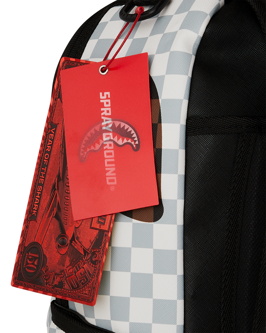 CREAM AND BROWN TEAR CHECK DLXSV BACKPACK