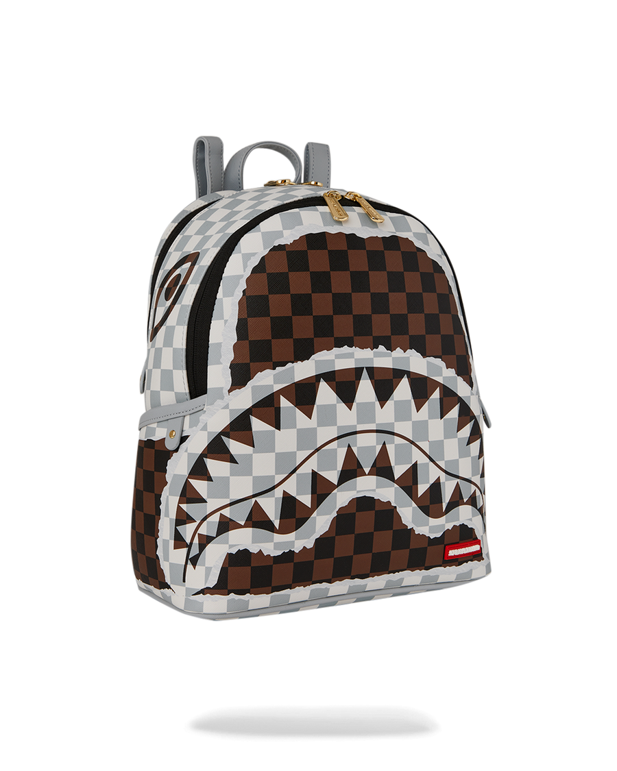 CREAM AND BROWN TEAR CHECK SAVAGE BACKPACK
