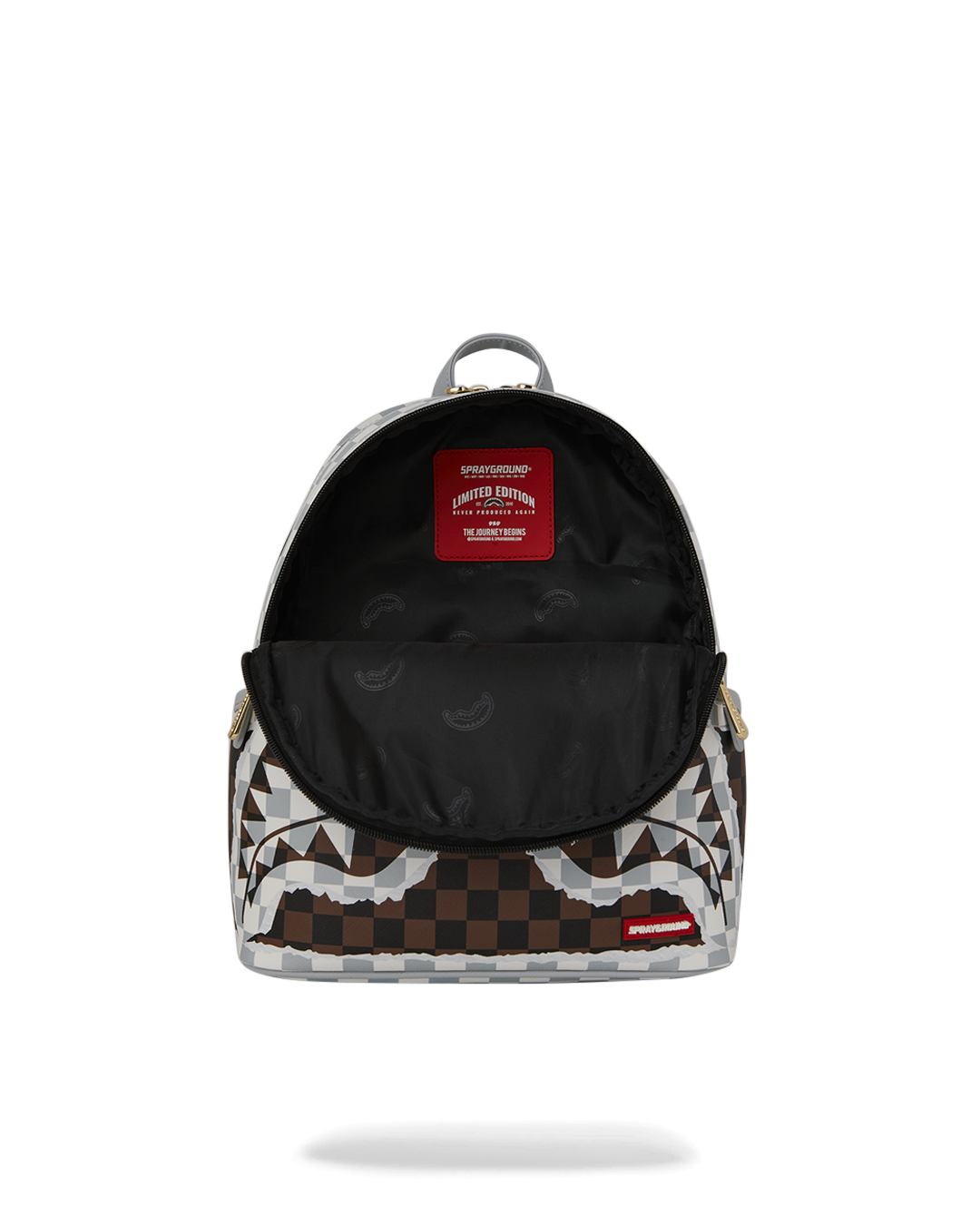 CREAM AND BROWN TEAR CHECK SAVAGE BACKPACK