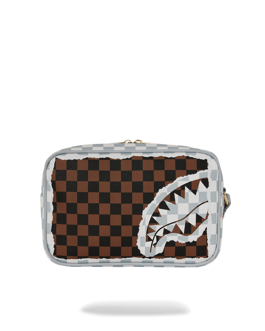 CREAM AND BROWN TEAR CHECK TOILETRY BRICK