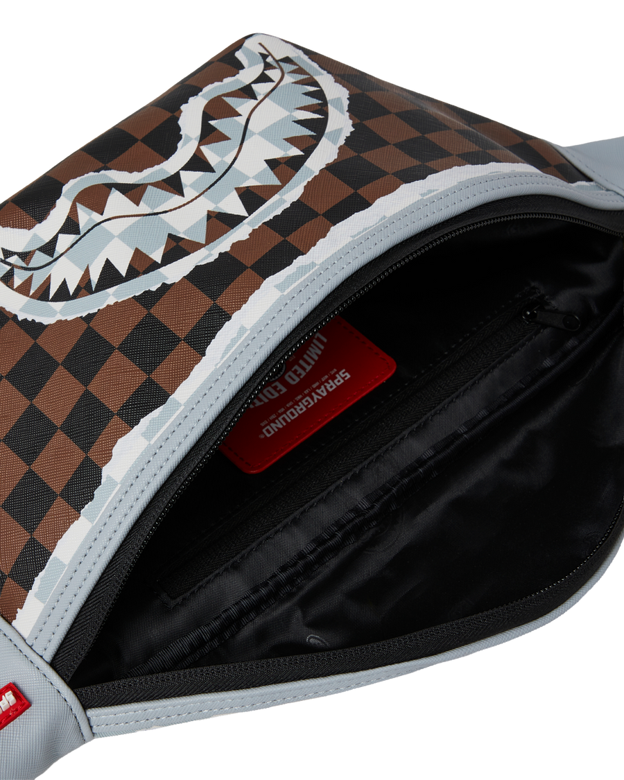 CREAM AND BROWN TEAR CHECK SAVVY CROSSBODY