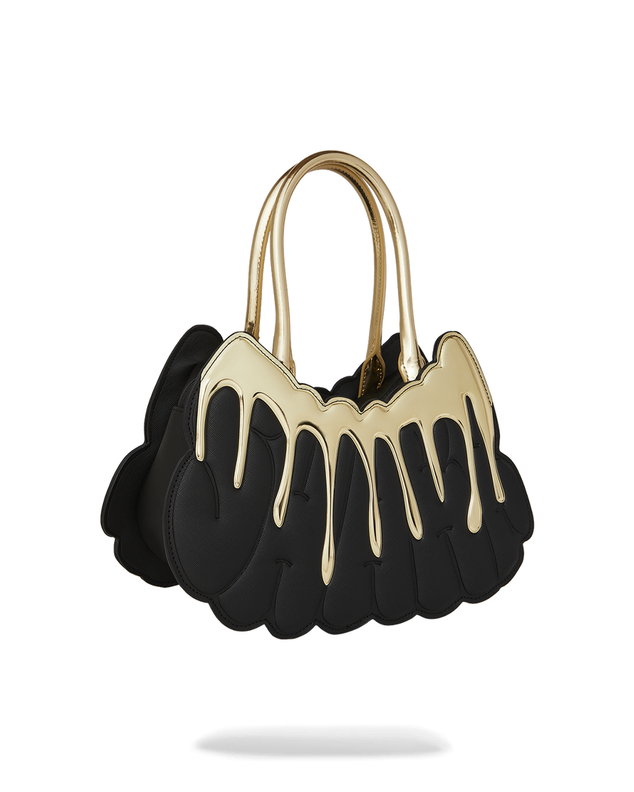 GOLD AND DANGEROUS SHARK BUBBLE LETTER HANDBAG
