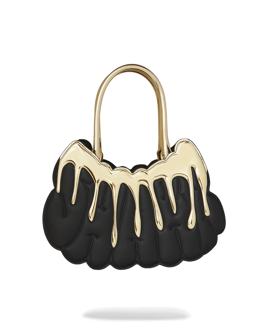 GOLD AND DANGEROUS SHARK BUBBLE LETTER HANDBAG