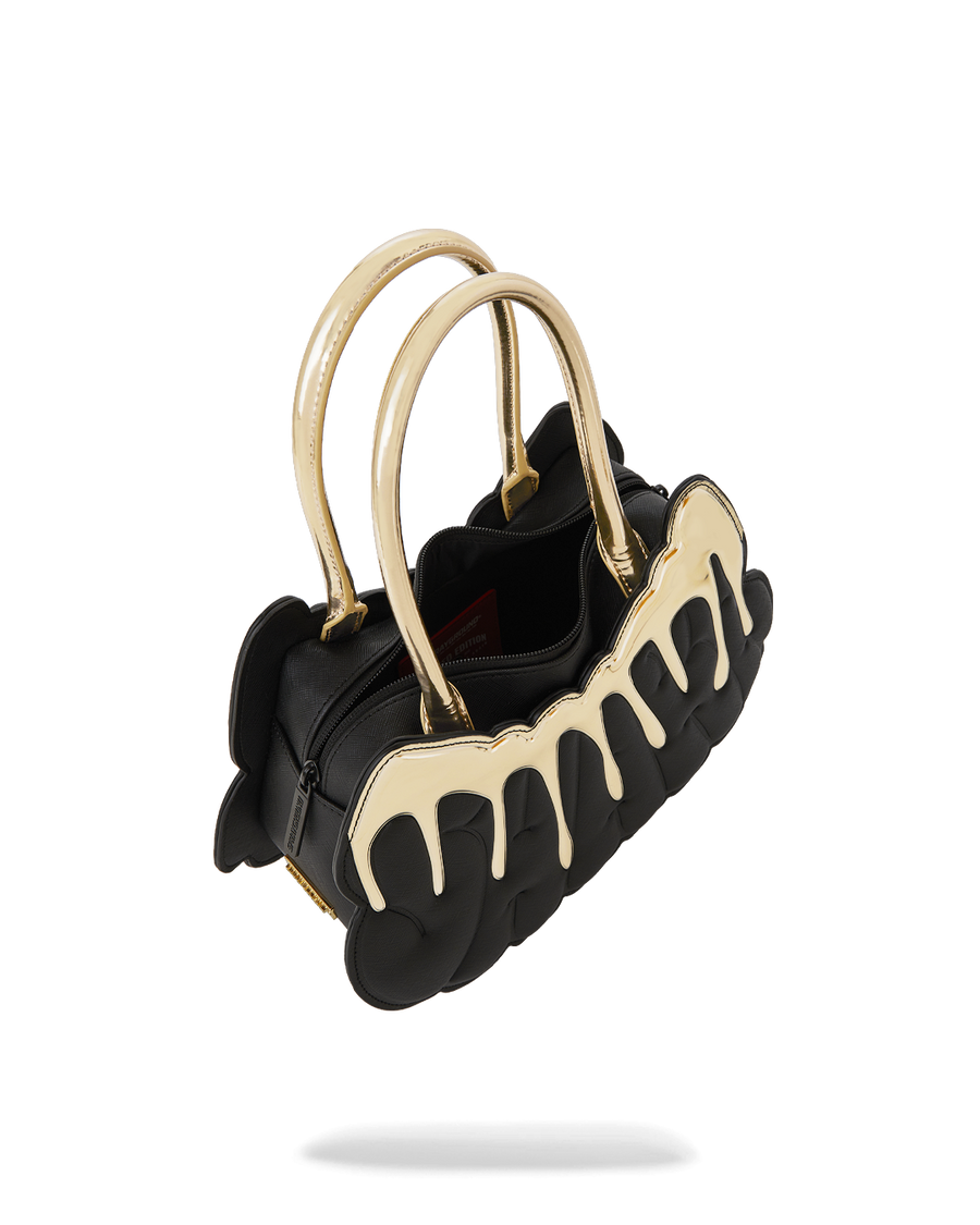 GOLD AND DANGEROUS SHARK BUBBLE LETTER HANDBAG